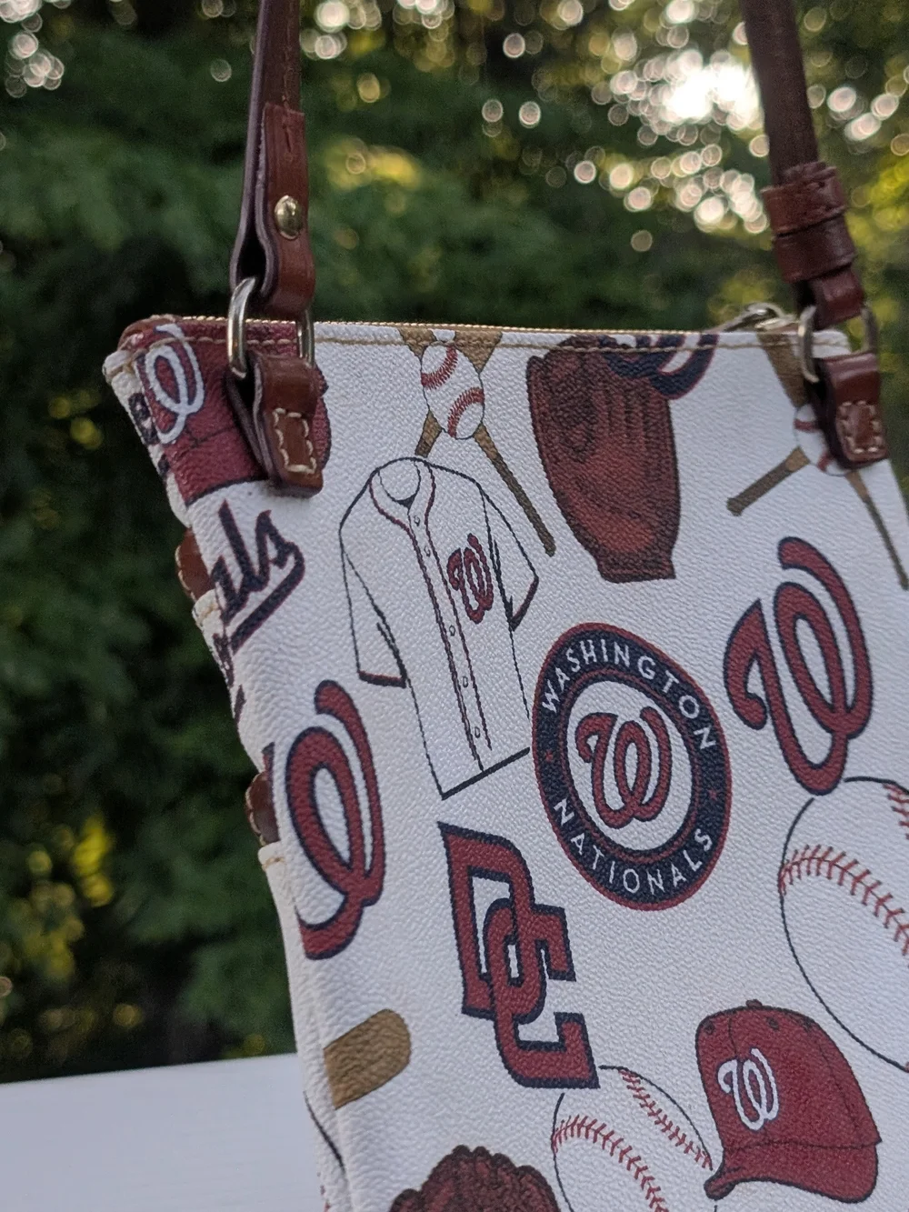 Dooney & Bourke Maroon and White Washington Nationals Crossbody Bag